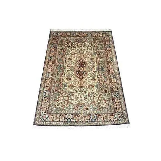 One Of The Kind Kashmiri Hand-Knotted Silk Rug 6'2" x 3'11"